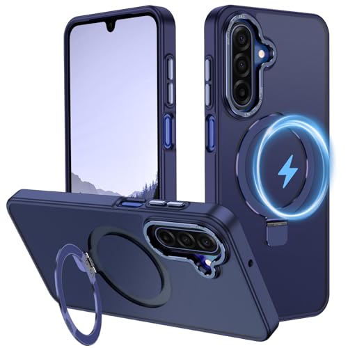 Hensione for Galaxy A17 5G Case,[Compatible with MagSafe][Invisible Magnetic Stand Ring Holder],Slim Shockproof Translucent Matte Back Cover for Samsung Galaxy A17 5G 6.7",Blue - image 1