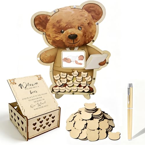 Bear Baby Shower Guest Book Set Bear Baby Shower Decorations for Christmas - image 1