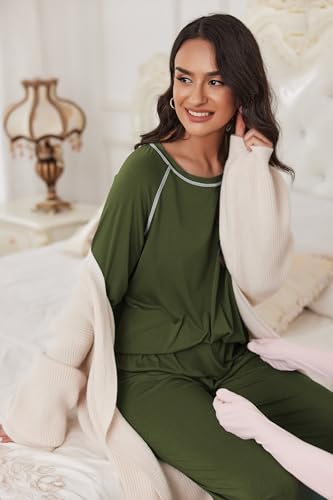 Image of Ekouaer Pajamas Set for Women Soft Comfy Pjs Sets Long Sleeve Sleepwear Loungewear S-XXL