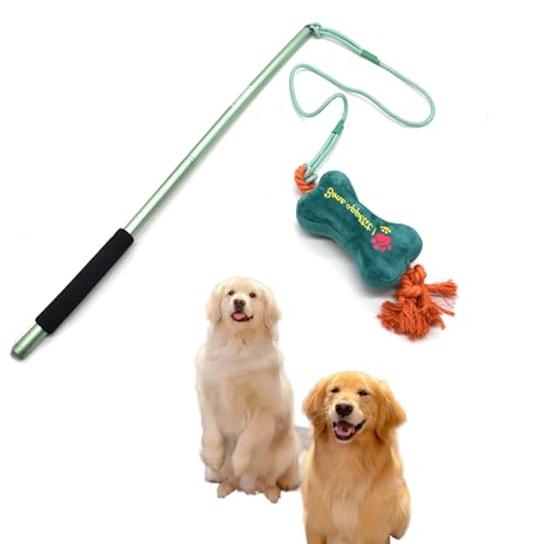 Angzhili Flirt Pole Dogs Interactive Dog Toys Retractable Dog Toy Stick with Squeaky plush toy ease Chew Toys Rope for Chewing Outdoor Training Exercise