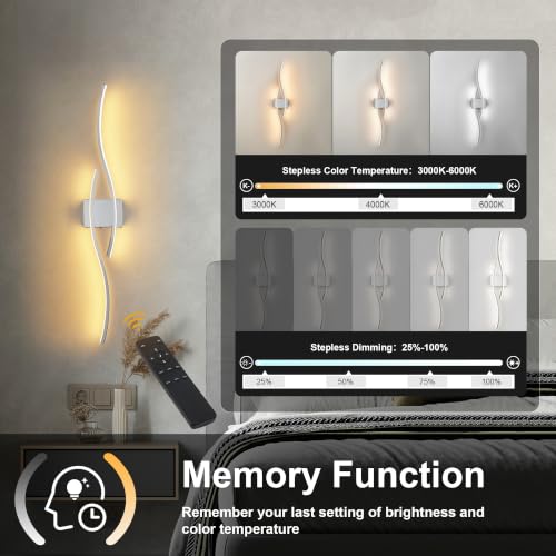 Image of KARTOOSH Wireless Wall Sconces Set of 2, Dimmable LED Sconce with Remote | Battery Operated Wall Sconce with 3 CCT Night-Light Timer Memory Modern Wall Sconces for Living Room, Hallway, Bedroom