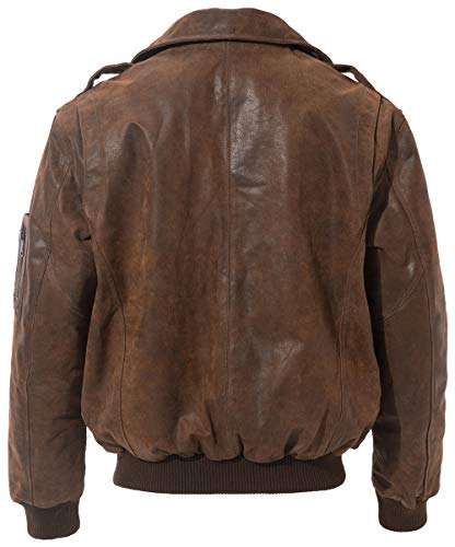 FLAVOR Men's Leather Flight Bomber Jacket Air Force Aviator2