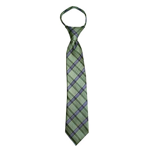 Johnson Brothers Children's Tie fits ages 4-9 years old Willow Green Plaid Boys Zipper Tie