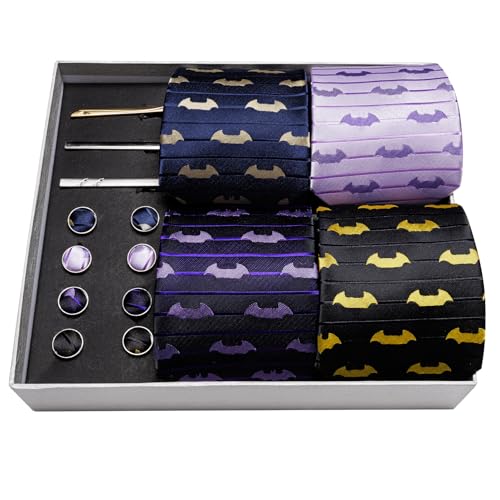 Image of Barry.Wang Designer Mens Tie Sets Collection, Eleagnt Gift Box Tie Clips Handkerchief Cufflink Set
