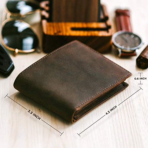 Leather Men's RFID Bifold Wallet with Removable Slim Front Pocket Card Holder, Brown4