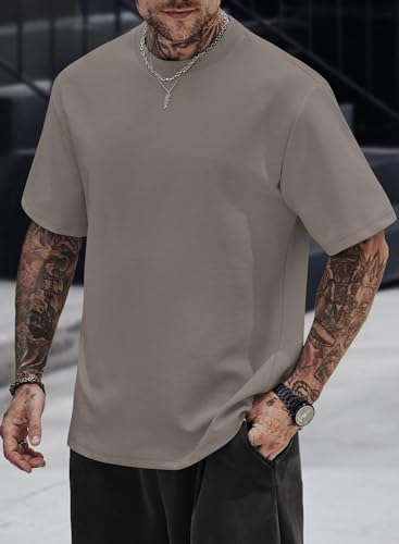 Image of Herberton Mens Oversized T-Shirts Heavyweight Cotton Stretch Fashion Thick Tee Tops (S-3XL)
