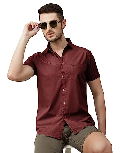 Image of BRUCEWANE Men's 100% Cotton Half Sleeve Shirt
