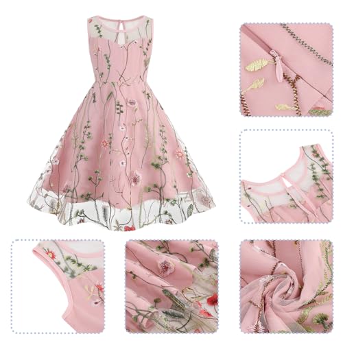 Flower Girls Mesh Floral Embroidered Tulle A Line Dress for Wedding Birthday Party Gown Bridesmaid Pageant Communion4