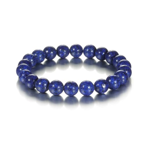 Udolfly Womens Crystal Beaded Bracelets for Women Men Protective Energy Bracelet Natural Gemstone Bead Bracelet 4mm Lapis