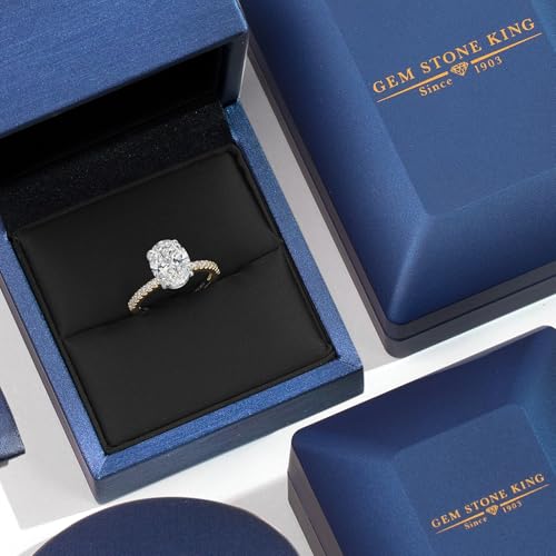 Gem Stone King 0.75-5 Ct IGI Certified Lab Grown Diamond in 14K Two-Tone Gold Engagement Ring For Women | E-F Color | VS1 Clarity | Wedding Anniversary Gold Ring For Women | Available In Size 5-94