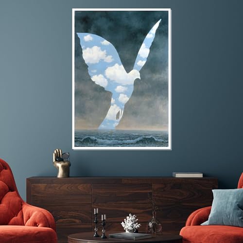 Œuvre d'art décorative moderne colombe surréalisme grand format