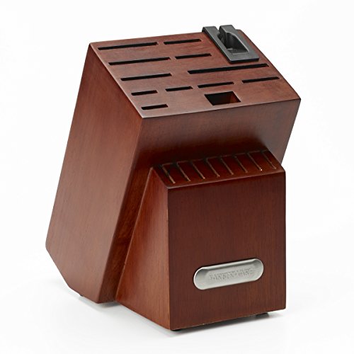 Farberware Forged Triple Rivet Kitchen Knife Block Set With Built-In Knife Sharpener, 21-Piece Set, High-Carbon Stainless Steel Knife Set Includes Meat Cleaver, Carving Fork And 8 Steak Knives, Cherry #TOP4