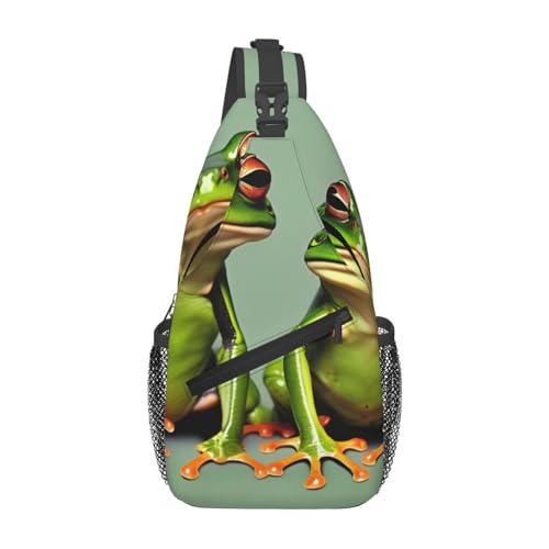 Funny Green Frogs 1 Stylish Men'S Messenger Bag - Durable Polyester, Huge Capacity & Adjustable Strap