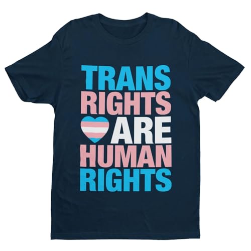 Galaxy Tees Maglietta da uomo LGBTQIA+ Trans Rights are Human Rights a maniche corte, Blu marino., 3XL