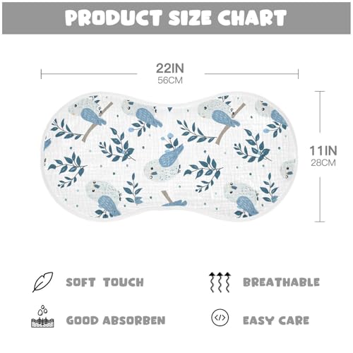 Baby Blue Playful Kea Cotton Large Burp Cloths for Baby Soft and Absorbent spit up Cloth for Unisex Set of 2, 22x11in4