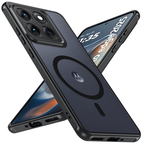 For Motorola Edge 2025 Case, Magnetic [38 N52 Magnets] Military Grade Drop Protection moto edge 2025 case - Raised Camera Lips Slim Matte Anti-Slip Phone Cover Case For Motorola Edge 2025, Black