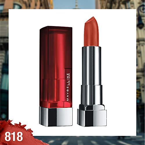 Image of Maybelline New York Matte Lipstick, Intense Colour, Moisturised Lips, Color Sensational Creamy Matte, 818 Dynamic Brick, 3.9g