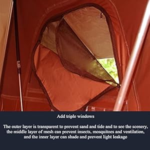 tenda da tetto auto tenda da tetto auto campeggio Tenda da tetto da campeggio per auto, tenda lunga con tettuccio morbido, tenda da tetto in alluminio per trekking all'aperto per camion SUV per 2-3 pe - immagine 3