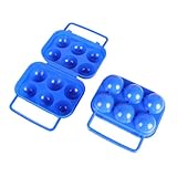 VILLCASE 2個 折りたたみ式携帯用卵ケース 耐衝撃プラスチック製収納ボックス アウトドアキャンプ ピクニック用卵キャリア 青色