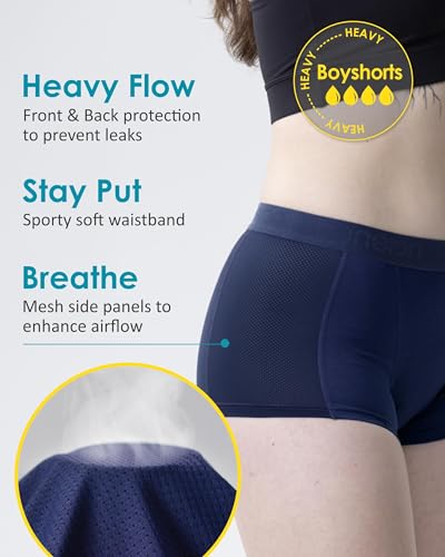 Neione Women Period Underwear Heavy Flow Cotton High-Waisted Sleep Boyshort Menstrual Panties Holds 4 Tampons4