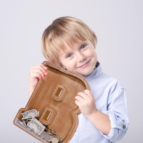 JOOMLAFLY Wooden Letter Piggy Bank for Kids Larger Letter Piggy Bank for Boys and Girls Personalized Piggy Bank Initial Coin Bank Wood Kids Money Bank for Birthday and Festival by JOOMLAFLY - Image 7