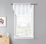High-End Semi Sheer Voile Custom Window Treatments By GoodGram® - Assorted Colors & Sizes (White, Single Ascot Valance)
