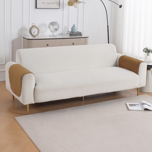 Image of HOKIPO Quilted Sofa Armrest Cover - 1 Pair | 'Quilt Classic' Golden (IN-925-GLD*2)