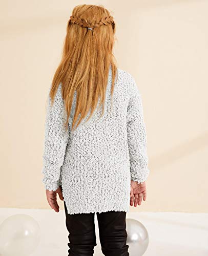 Gamisote Girl's Fuzzy Warm Sweater Crew Neck Chunky Side Slit Jumper Pullover Outwear (White, 10_Years) #TOP3