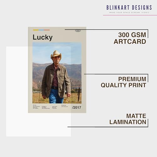 Image of BLINKART Lucky Vintage Movie Poster Frame 8x12 Inch | Premium 300 GSM Paper Wall Print | Mid Century Vintage Film Artwork for Home, Bedroom, Living Room, Office | Framed Photo Decor
