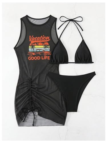 Maillot de bain triangle avec robe de plage fine pour masquer les complexes en XL - 4