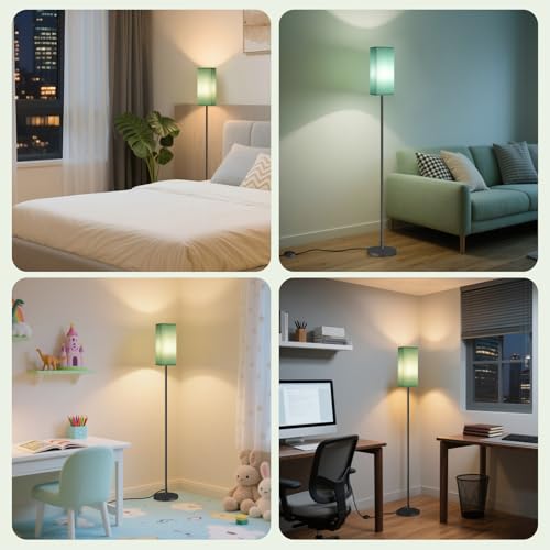 Image of 64.6 inch Floor Lamp, Pole Lamp with Foot Switch, Modern Standing Lamp, Minimalist Freestanding Lamp (Bulb Not Included), for Living Room, Bedroom Office ETL Listed, Black and Teal J07LD05