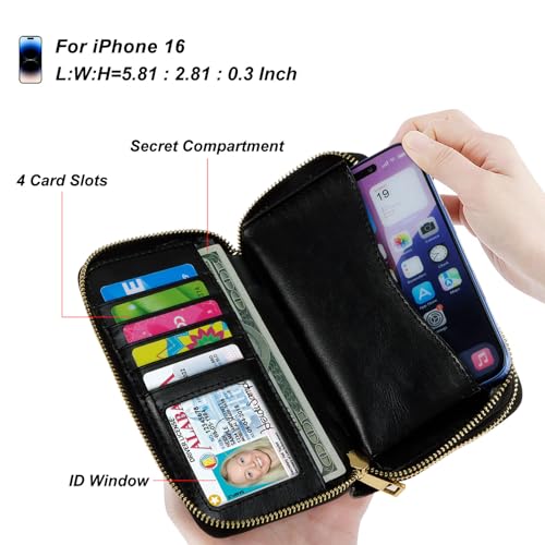 Image of Cellphone Wallet for Women Dual Zipper Long Purse with Removable Wristlet