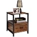 VECELO Modern Rectangular Wood Nightstand Side/End/Coffee/Accent Table, Cabinet with Drawer for Storage, Brown