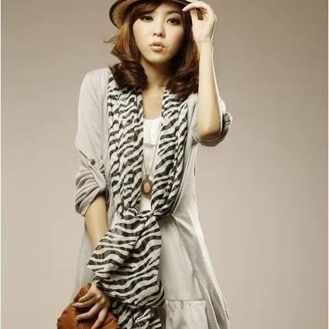 Womens Chiffon Leopard Zebra Silk Rave Neck Scarf Long Soft Lightweight Fashion Cheetah Print Scarves Satin Bandana Shawls4