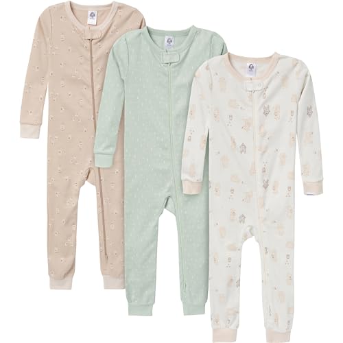 Image of Gerber baby-girls 3-pack Snug Fit Footless One-piece Cotton Pajamas