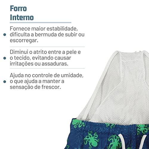 Kit 02 Shorts Infantil Mash Estampado Meninos | 1 Azul Marinho Polvo - 1 Verde Claro | P | 619.41_AZ
