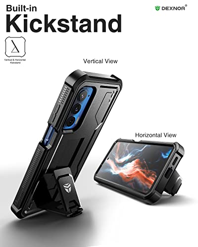 Dexnor for Motorola Moto Edge 2021 Case | Motorola Edge 5G UW Case, [Built in Screen Protector and Kickstand] Heavy Duty Military Grade Protection Shockproof Protective Cover for Men Women(Black) - Image 5