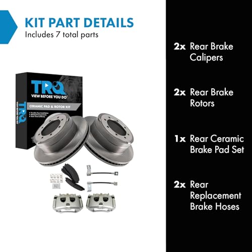 Image of TRQ Rear Brake Pad & Rotor Kit Ceramic Compatible with 2017-2021 Ford F-350 Super Duty