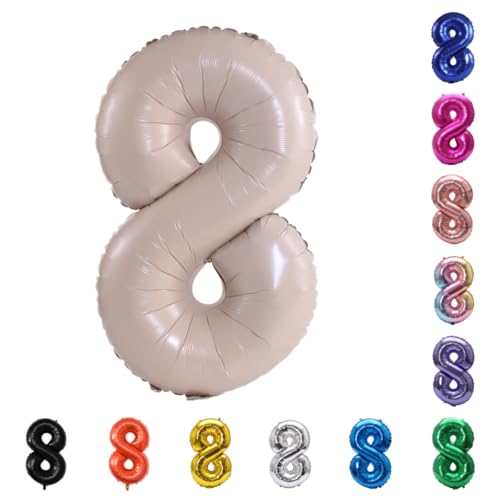 Image of YPSelected 32 Inch Large Foil Helium Number Balloon Birthday Wedding Party 0-9 (Cream, 8)