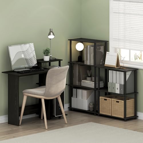 Image of Furinno (99557EX /BK) Turn-N-Tube 4-Tier Multipurpose Shelf Display Rack - Espresso /Black
