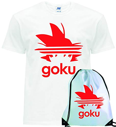 Giano Srl Goku Camiseta Adulto Niños Camisas   Bolsa de Gimnasio Mochila con Cordón