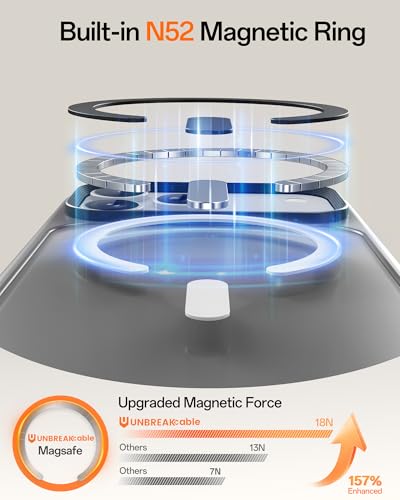 Image of UNBREAKcable Magnetic for iPhone 17 Pro Max Case 6.9-Inch, Compatible with MagSafe, Full Camera Protection, Built-in Magnetic Ring, Drop Protection Shockproof Slim Phone Cover - Black