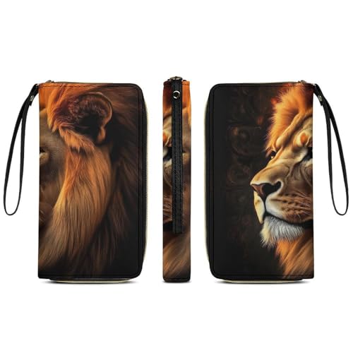 Travel Slim Wallet for Women, Large Capacity Credit Card Holder Lion of Judah Purse Pu Leather Waterproof Long Wallet3