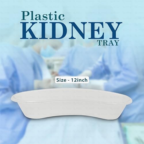 Image of OTICA Plastic Kidney Tray 12'' Medium Kidney Shaped Emesis Basin Surgical Medical Tray pan Bowls Reusable Plastic Kidney Dish Dental Lab Instruments Bathroom Soiled Dressings Medic Waster