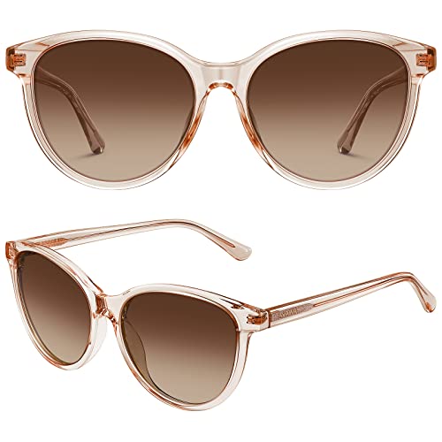 AVAWAY Lunettes de soleil tendance pour femme - Protection UV polarisée - Catégorie 3, A9 Rose clair - Verres marron, Medium Cover