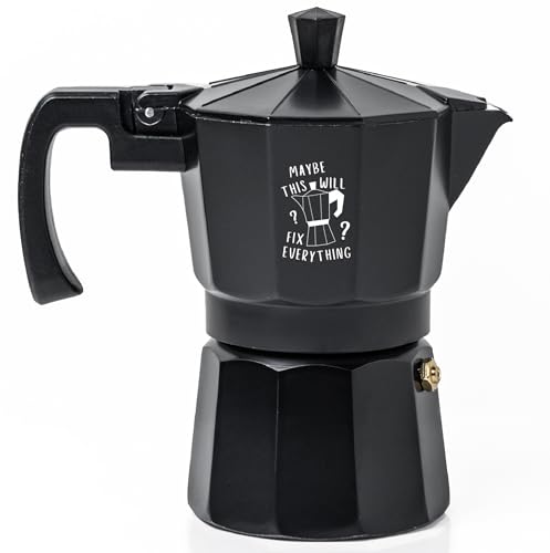 Image of Sipologie Roma Moka Pot, Black 180 ml, Customised - Coffee Fixes Everything