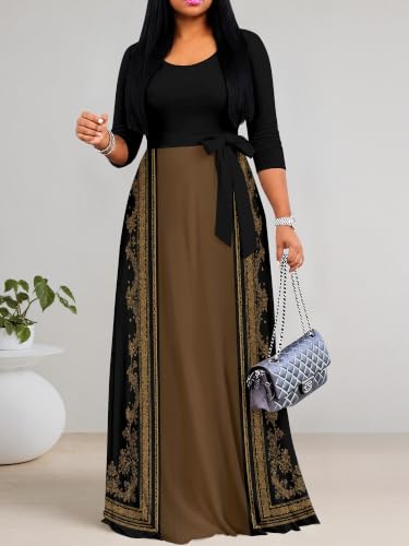 Image of Women's 3 /4 Sleeve Maxi Dress with Pockets