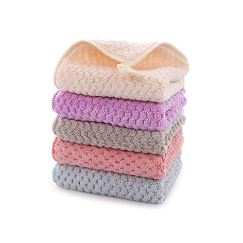 Petite Serviette Main, Essuie Main, Ensemble 5 Pièces Essuie Main Cuisine, Serviette Suspendue en Polaire Corail, Boucle De Ceinture Super Absorbante à...