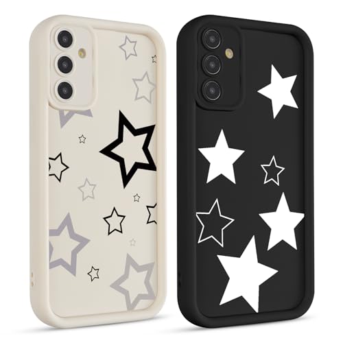 lioscre 2 Pack Cute Star Phone Case for Samsung Galaxy A15 5G 6.5', Aesthetic Coquette White Cool Y2K Pattern Print Design Women Girls Case Soft Slim Shockproof TPU Protective Funda Cover