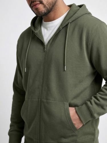 Image of UNSTD Plus Size Men Solid Zipper Hoodie Regular Fit Winter Wear